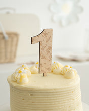 Load image into Gallery viewer, Floral Number Wooden Cake Topper