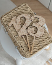 Load image into Gallery viewer, Floral Number Wooden Cake Topper