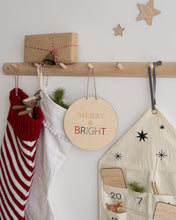 Load image into Gallery viewer, Wooden Merry & Bright Christmas Wall Hanging