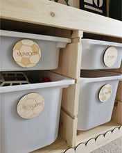 Load image into Gallery viewer, Football Shaped Wooden Storage Label