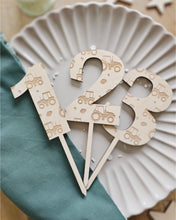 Load image into Gallery viewer, Farm Theme Wooden Number Cake Topper