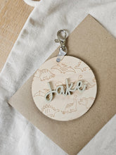 Load image into Gallery viewer, Kids Personalised Dinosaur Name Tag Keyring