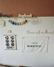 Load image into Gallery viewer, boyhood wood sign on a pegrail