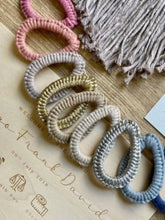 Load image into Gallery viewer, Pink/Neutral/Blue Macrame Raindrop Garland