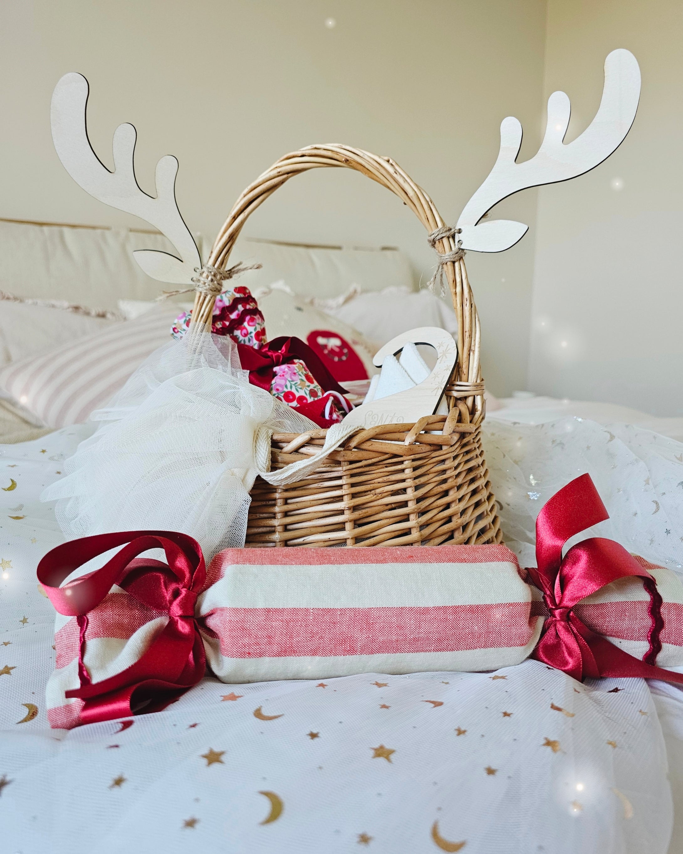 Reindeer Antlers | Tie On Christmas Reindeer Basket Accessory