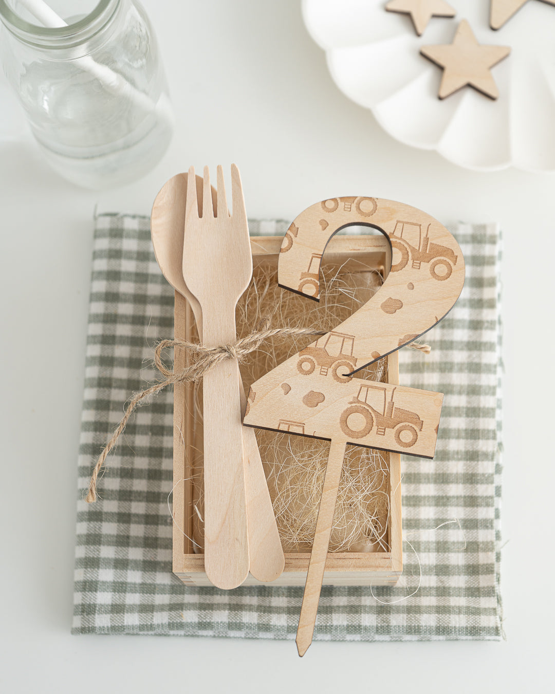 Farm Theme Wooden Number Cake Topper