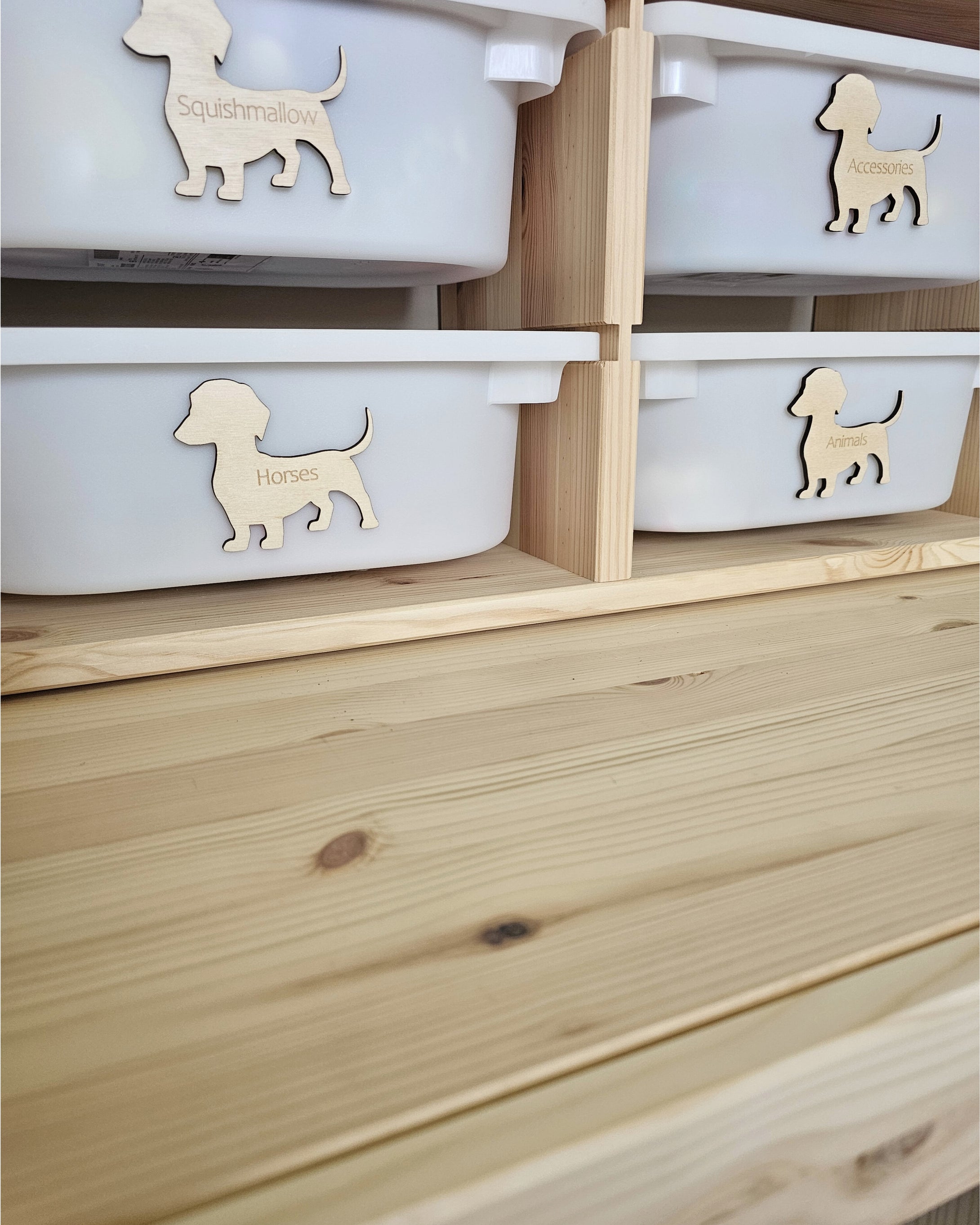 Wooden Dachshund Toy Storage Label