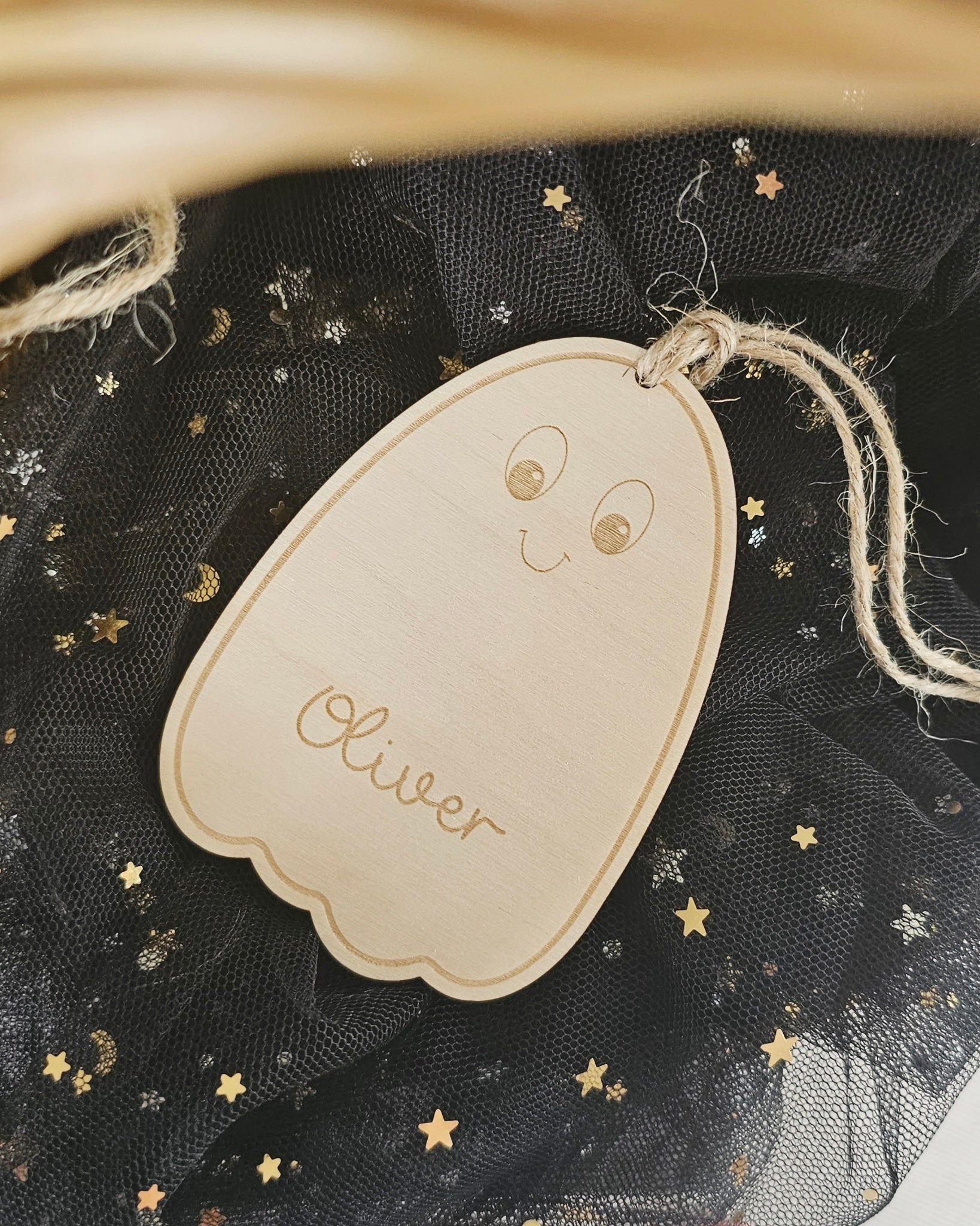 Personalised Wooden Ghost Tag Decoration