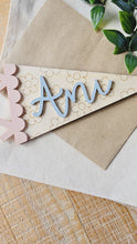 Load image into Gallery viewer, Floral Name Pennant Sign
