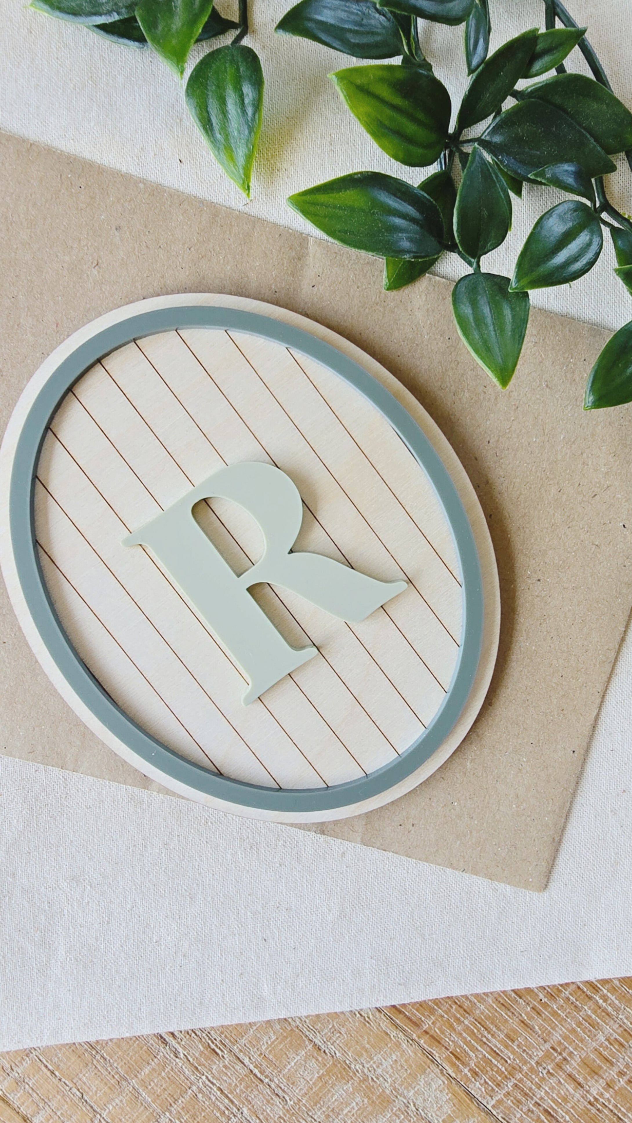 Striped Letter Plaque – Personalised Monogram