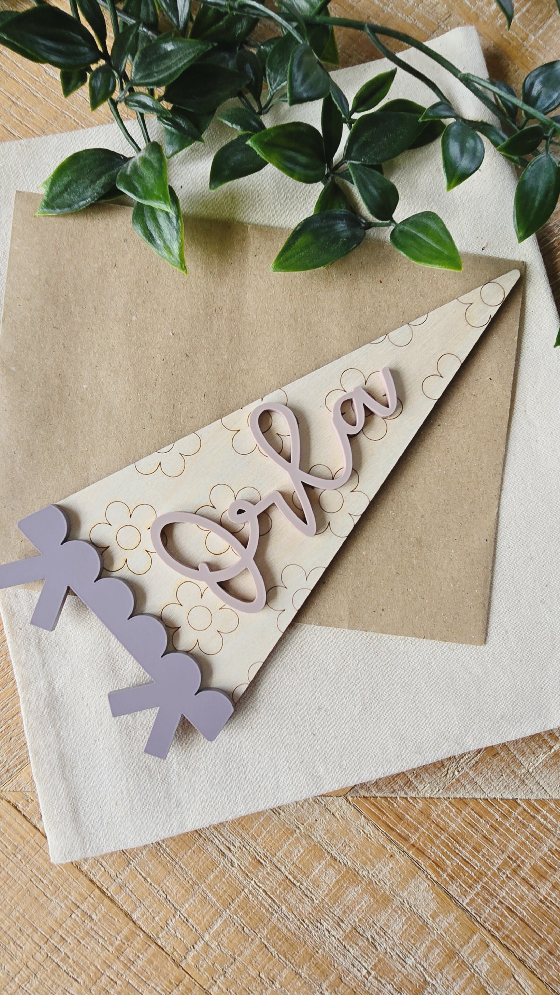 Floral Name Pennant Sign