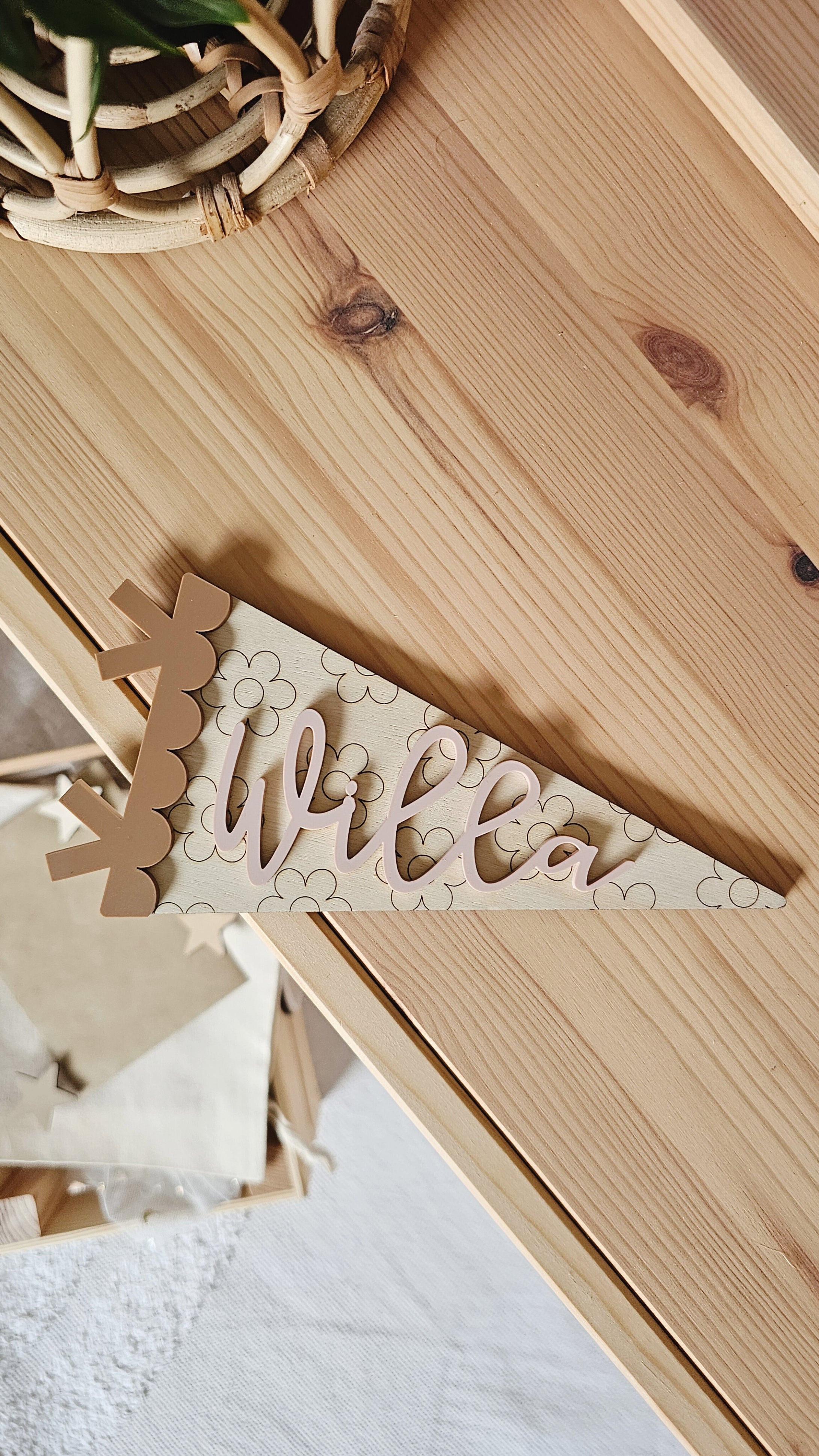 Floral Name Pennant Sign