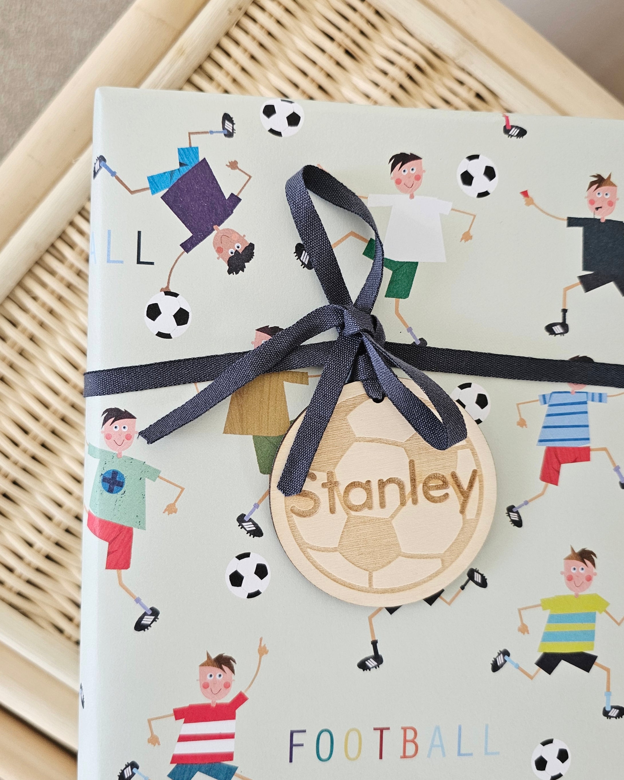 Football Gift Tag With Personalisation | Wooden Engraved Gift Tag
