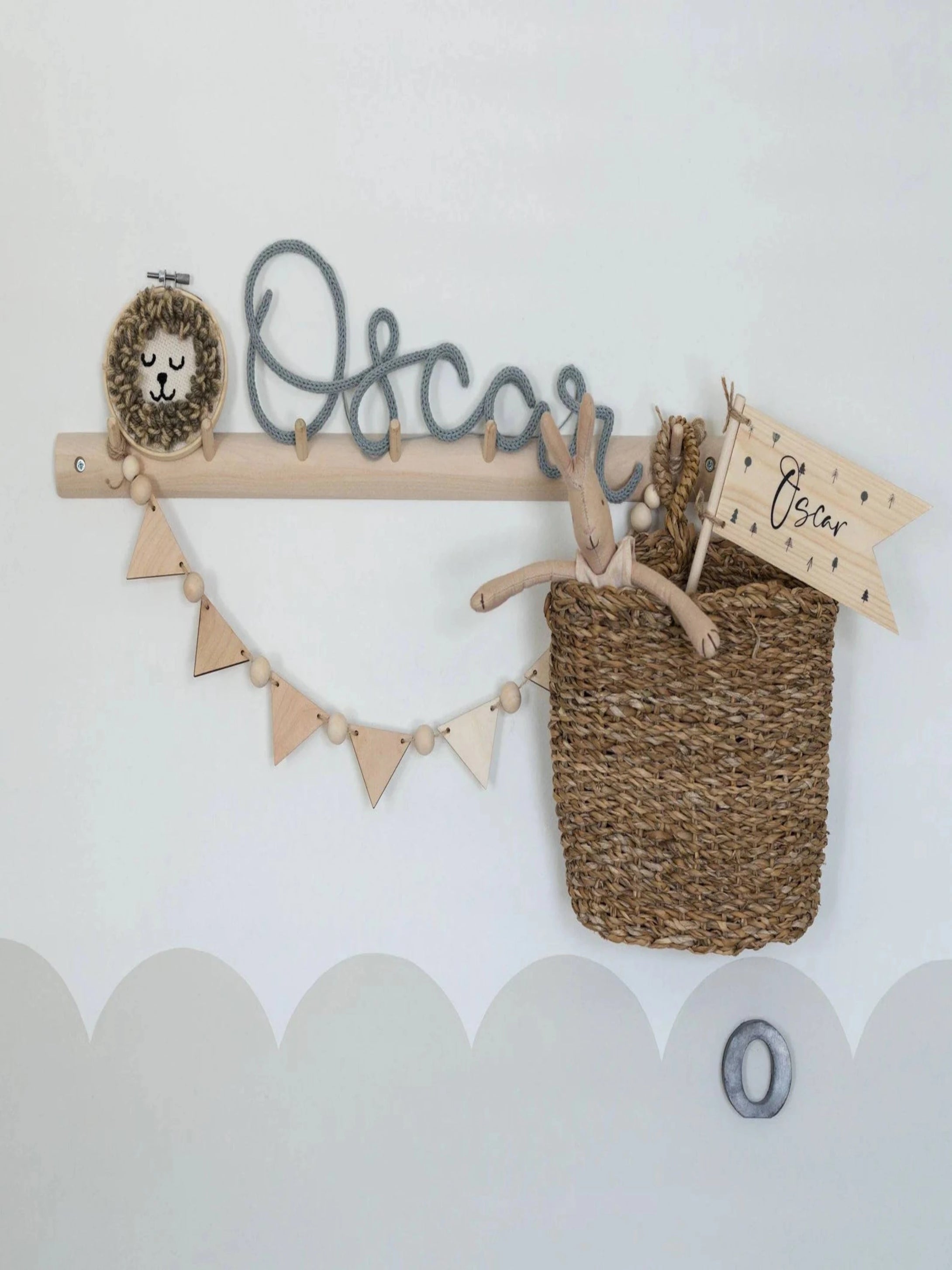 Wooden Pennant and Bead Garland - Children's Bedroom Decoration
