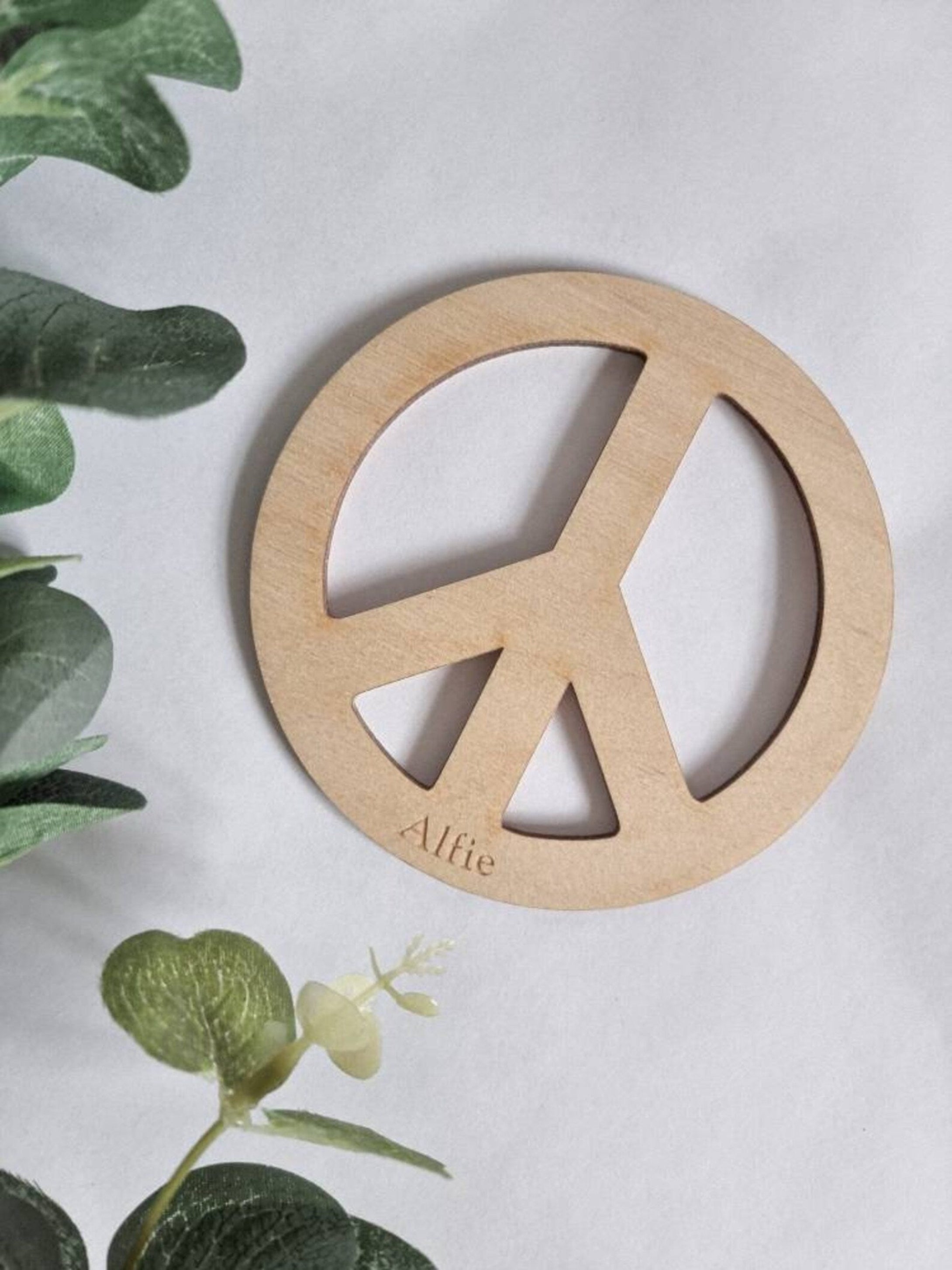 Personalised Wooden Peace Sign