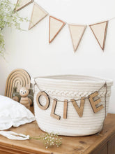 Load image into Gallery viewer, Wooden Flag Bunting - Children&#39;s Room Decor
