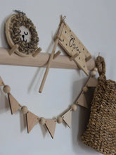 Load image into Gallery viewer, Wooden Pennant and Bead Garland - Children&#39;s Bedroom Decoration
