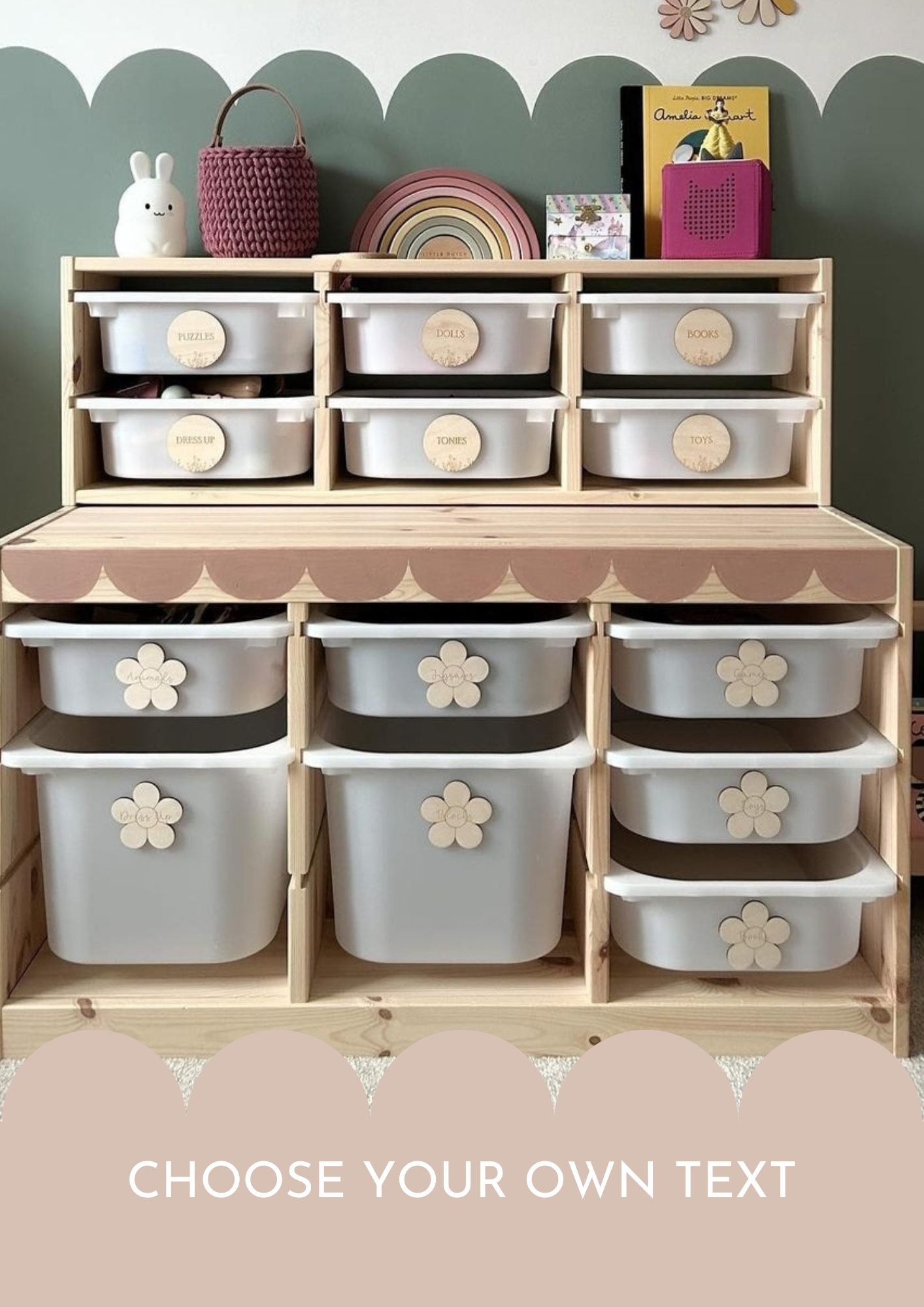 Flower Shape Wooden Storage Labels | Trofast Storage Labels