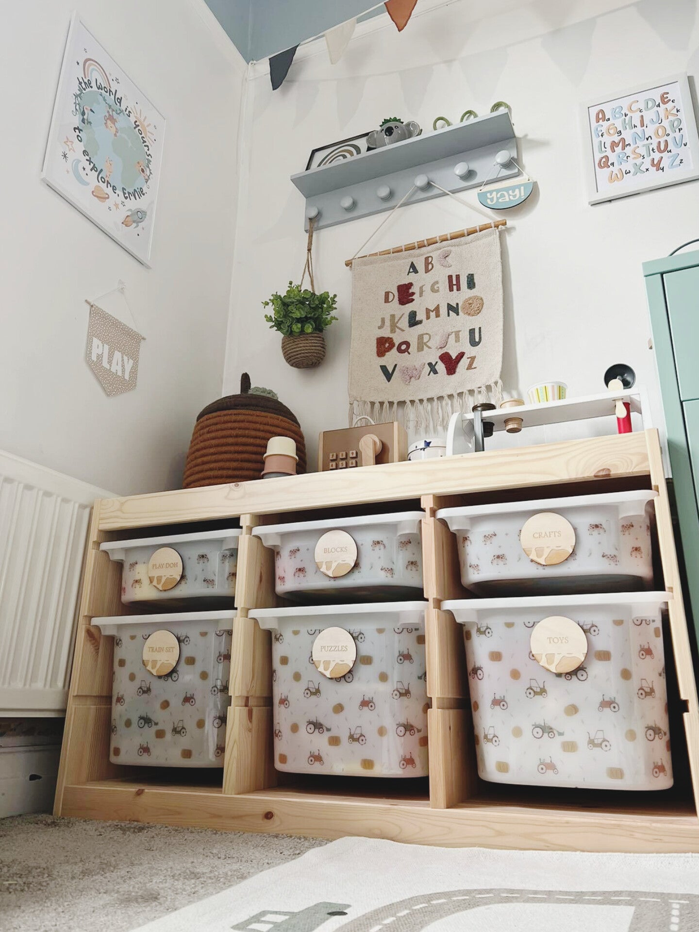 Wooden Toy Storage Labels - Cow Print Design
