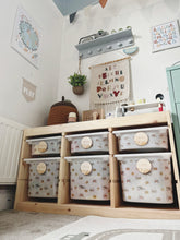 Load image into Gallery viewer, Wooden Toy Storage Labels - Cow Print Design
