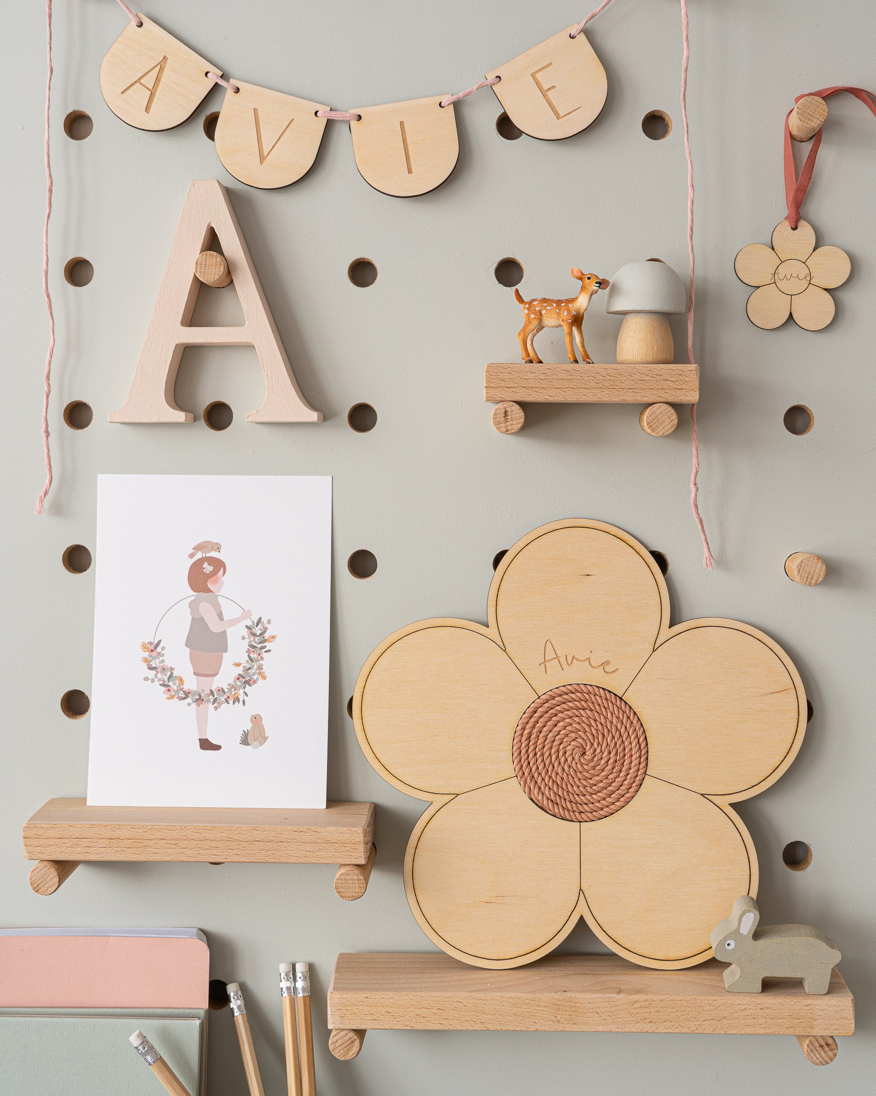 Wooden Wall Flower Decoration - Personalised