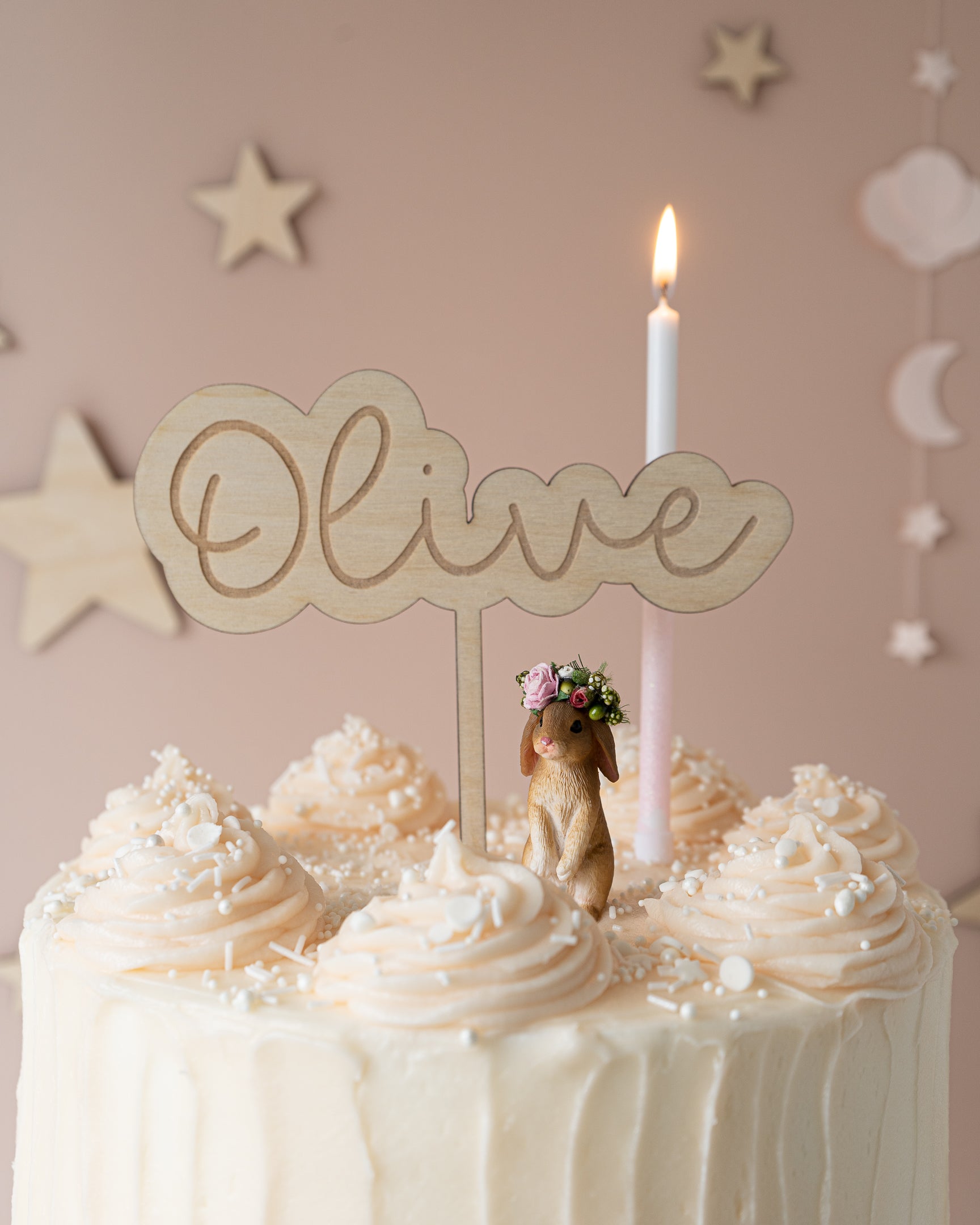 wood engraved birthday cake topper
