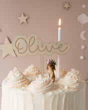 Load image into Gallery viewer, wood engraved birthday cake topper
