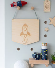 Load image into Gallery viewer, Wooden Rocket Kids Wall Banner

