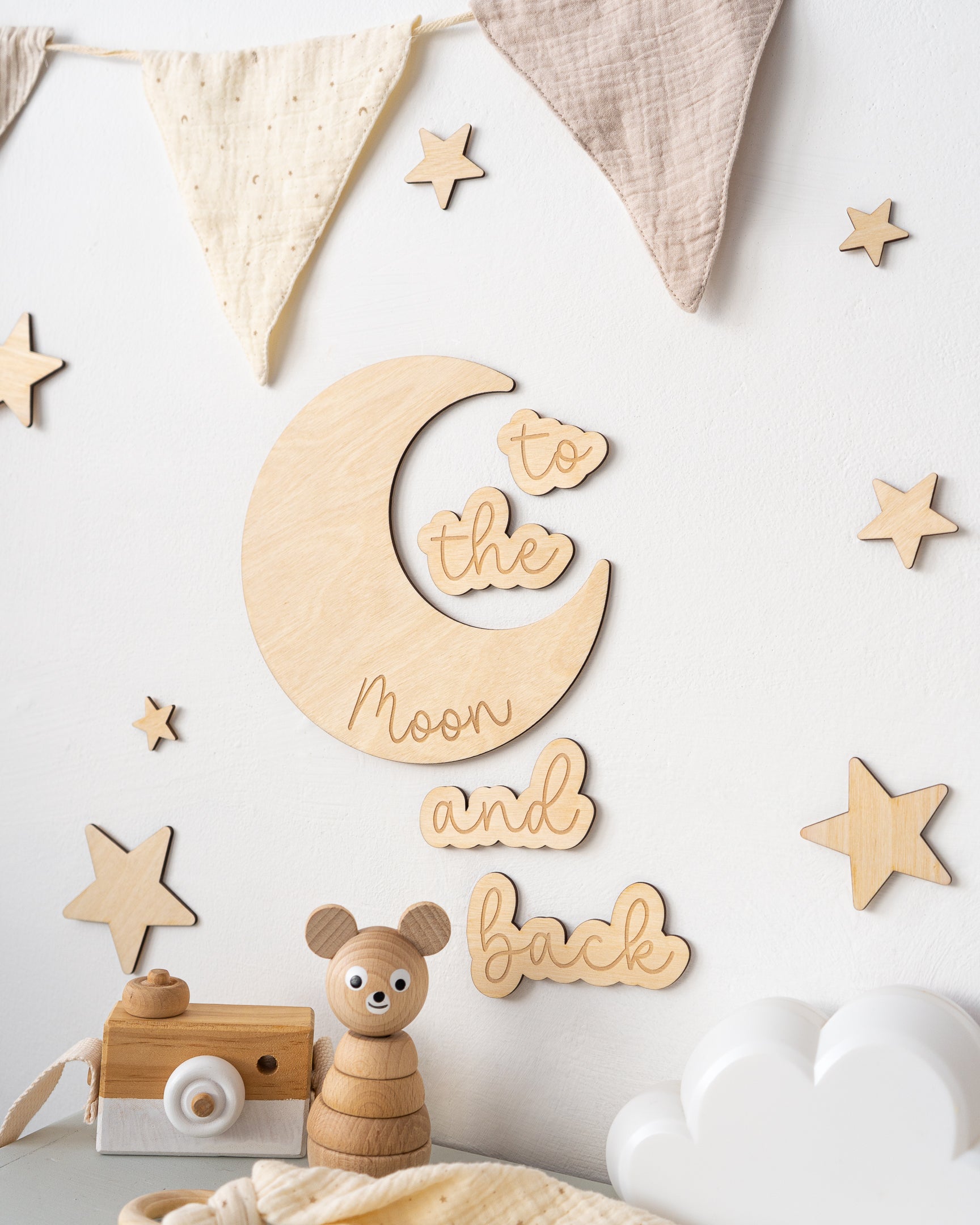 to the moon and back wooden wall set